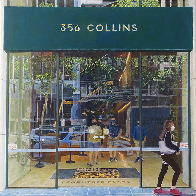 James Yuncken, Collins Street, 5pm, 2020 - 110 x 110 cm, acrylic on canvas, 2021
