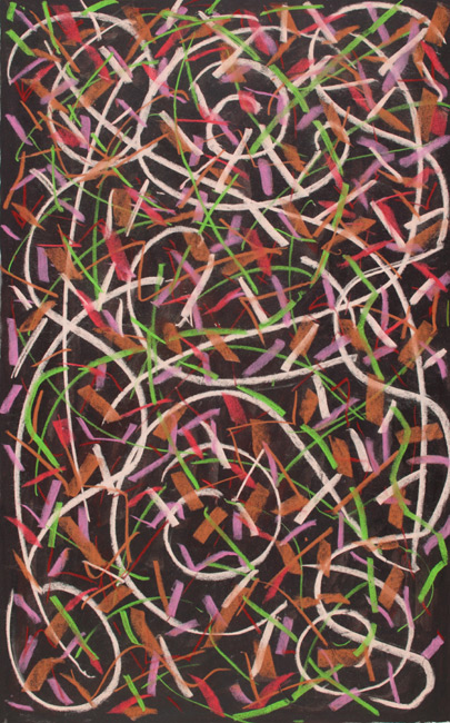James Yuncken, Colour Pattern on Grey - 80 x 50 cm, acrylic, pastel on paper, 2003