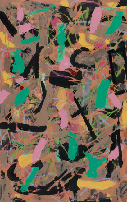 James Yuncken, Glyphs on Deco - 80 x 50 cm, acrylic, pastel, ink on paper, 2004