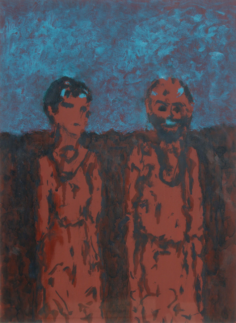James Yuncken, Couple on a Red Ground - 40.5 x 30 cm, oil on paper, 1996