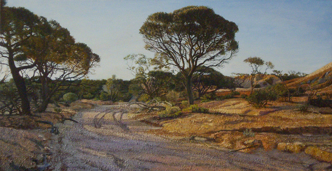 James Yuncken, Oodnadatta Track, South Australia's Outback, Painted Hills II, 31 x 60 cm, acrylic on board, 2017