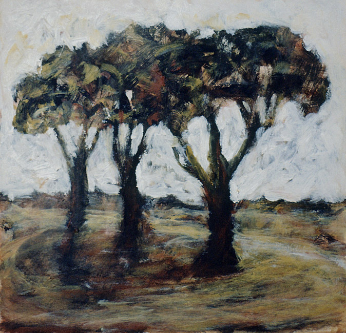 James Yuncken, Three Trees - 20.4 x 20.4 cm, acrylic on paper, 2000