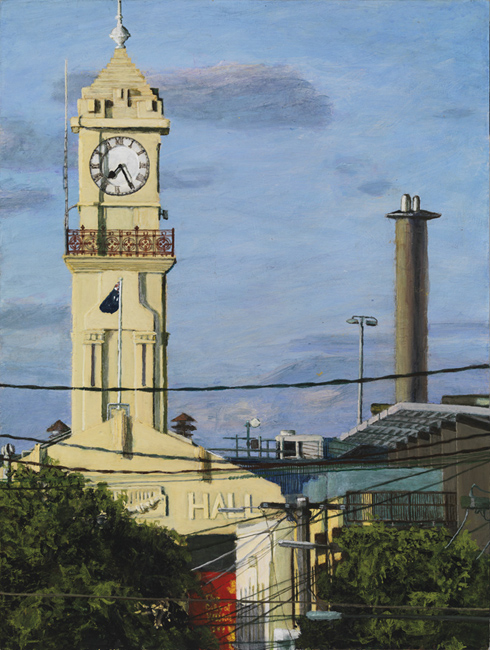 Richmond Town Hall, afternoon of 6th February 2011 - 40 x 30 cm, acrylic on board, 2014