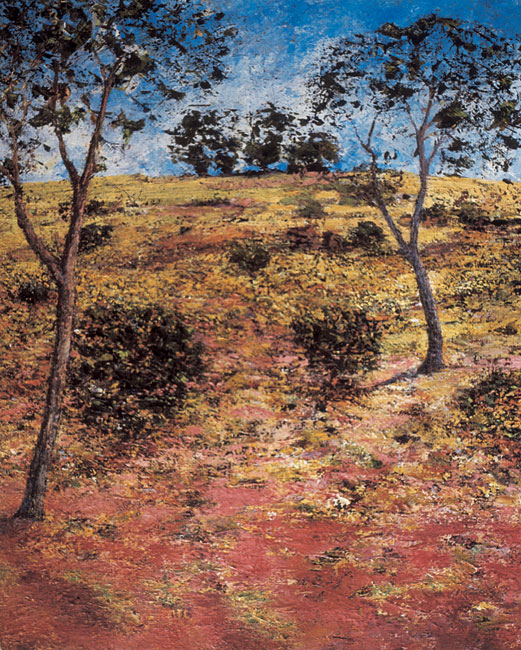 James Yuncken, Self-generated Landscape No 4: Trees on the Horizon - 76 x 61 cm, oil on gesso board, 2003