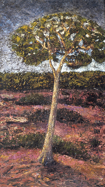 Self-generated Landscape No 12: Tree - oil on board 53.5 x 30cm, 2003