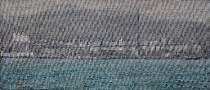 James Yuncken, Harbour View 2 Hong Kong Harbour, 8.5 x 20 cm, acrylic on canvas, 2019