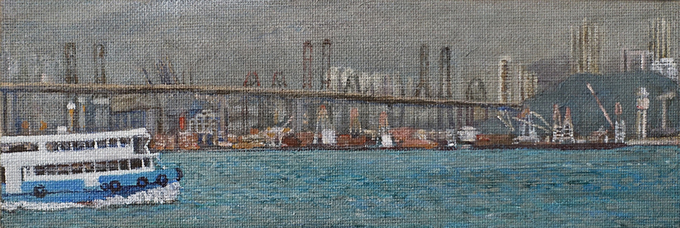 James Yuncken, Ferry crossing, 9.5 x 28 cm, acrylic on canvas, 2019