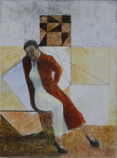 James Yuncken, Red Coat Study - 34 x 25 cm, pencil, acrylic, wax on gesso board, 2000