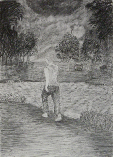 James Yuncken, Plangent - 70 x 50 cm, charcoal on paper, 2009