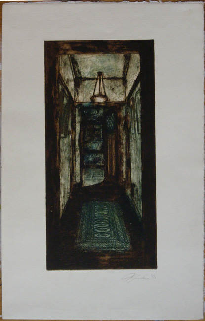 James Yuncken, Untitled -  Hallway, Monoprint - 41 x 19.5 cm, 1990