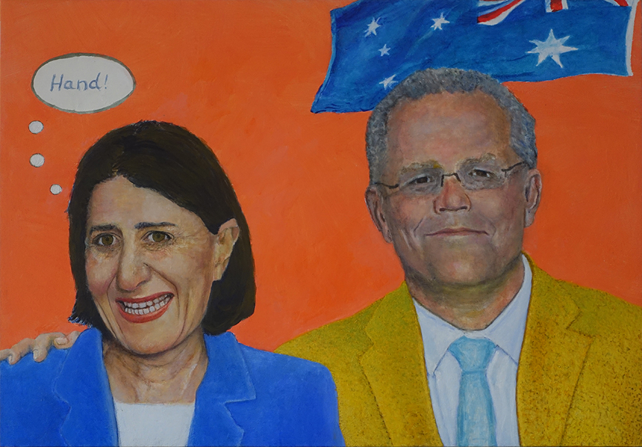 James Yuncken, 20-20 Hindsight, Gold Standard - 56 x 80 cm, acrylic on board, 2021-22