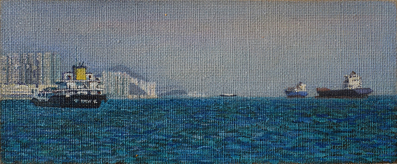 James Yuncken, Harbour View 4, 9.5 x 23 cm, acrylic on canvas, 2019