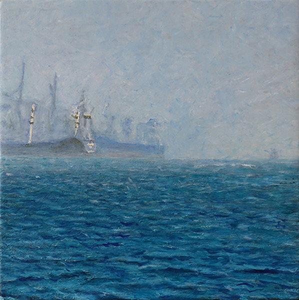 James Yuncken, Dock Scene, 24 x 24 cm, acrylic on gesso board, 2019