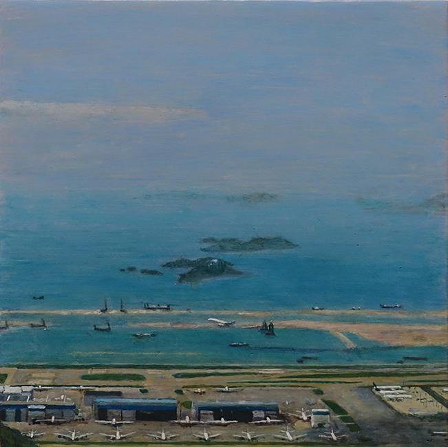 James Yuncken, Take-off in blue, 25 x 25 cm, acrylic on gesso board, 2020