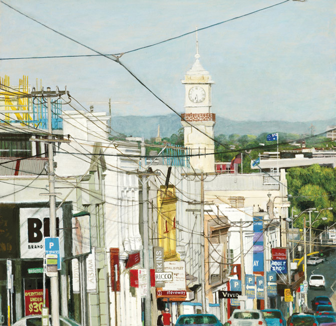 Everything Under $30, Bridge Rd, late afternoon of 30th December, 2010 -
Acrylic on board, 45 x 43.5 cm, 2011