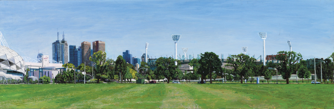 Gosch%27s Paddock morning of 30 January 2011 - acrylic on canvas 38 x 116 cm 2021