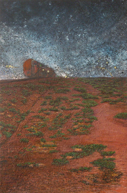 James Yuncken, Off the Rails - 121.5 x 81 cm, acrylic media, pigments on board, 2016