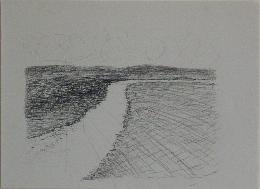 James Yuncken, Study for The Great River - 27.5 x 38.5 cm (paper), conte charcoal on paper, 2016