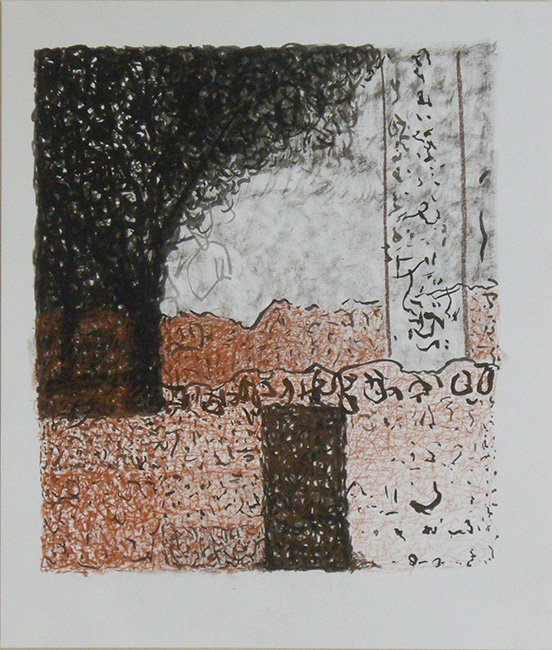 James Yuncken, Chinese Landscape - 35 x 30 cm, conte pencils on paper, 2017