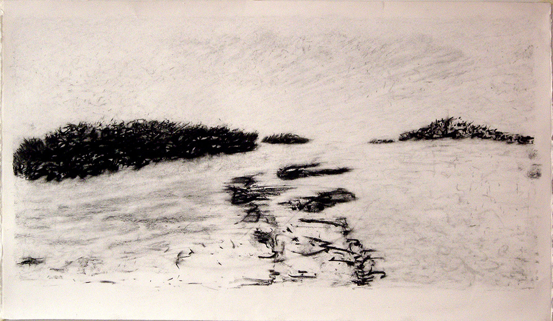 James Yuncken, Outcrops - 62 x 107 cm, charcoal on paper, 2017