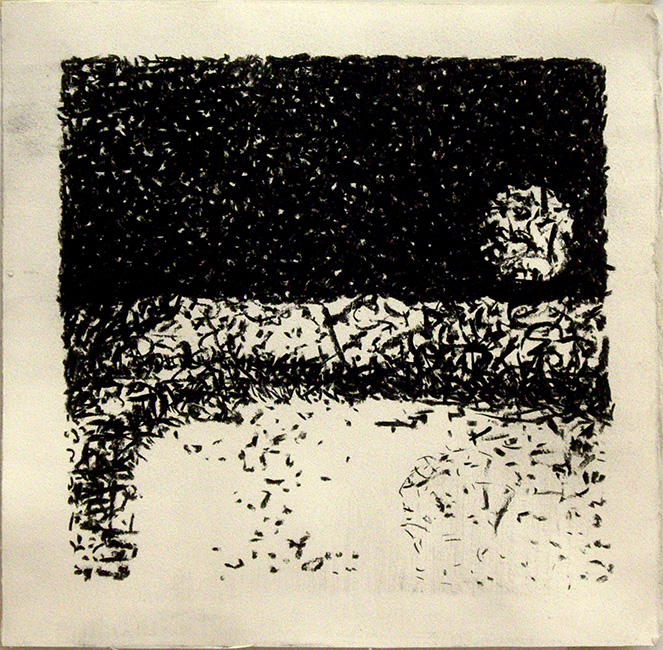 James Yuncken, Track turning, moon rising - 36 x 36.5 cm, charcoal and conte on paper, 2017
