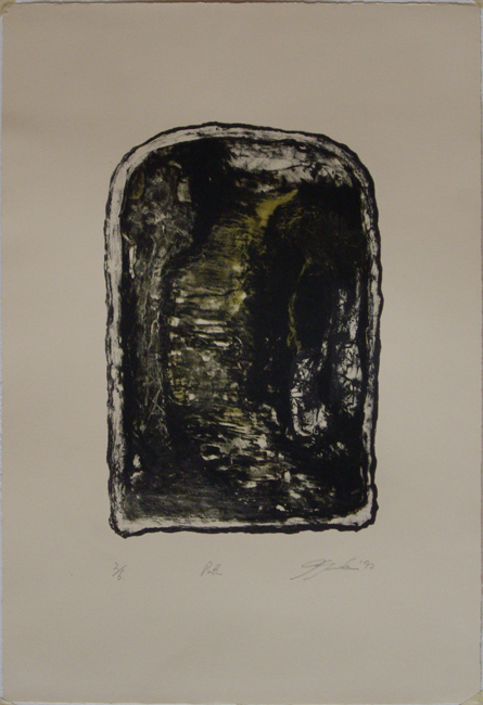 James Yuncken, Path - Edition of 6, lithograph on Pescia Buff paper, irregular, 33 x 22 cm, 1992